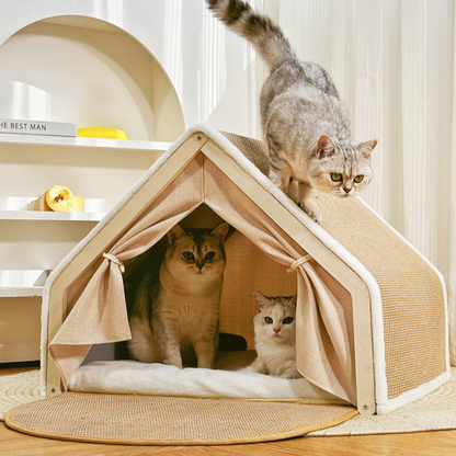 Durable Cat Scratching Tent House Bed - Fun & Interactive!