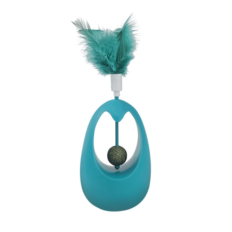 Interactive Cat Toy: Catnip Ball Tumbler with Feathers