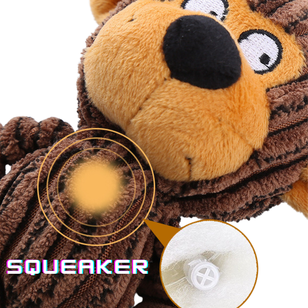 Durable Plush Dog Toy with Squeaky Ring for Interactive Play