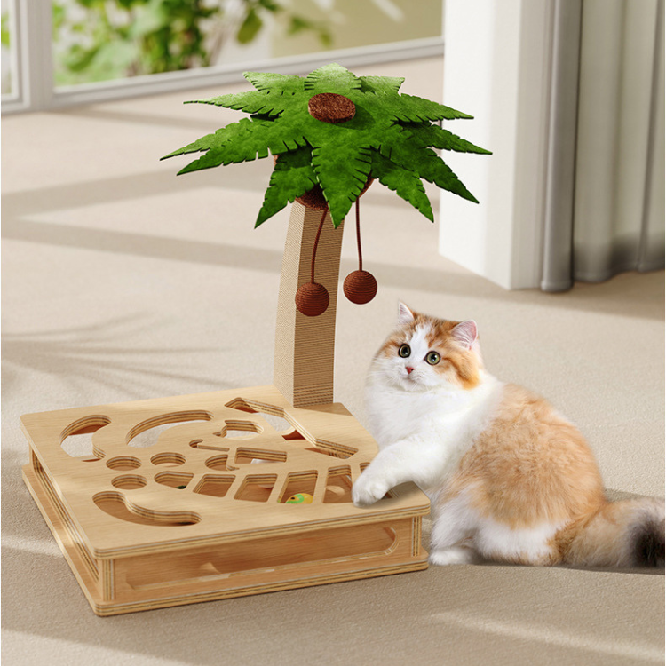 Interactive Cat Toy: Maze Box with Bell Ball & Scratching Posts