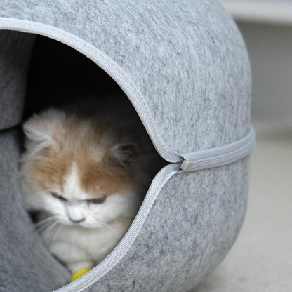Durable Felt Cat Tunnel Bed - Cozy & Fun Pet Accessory