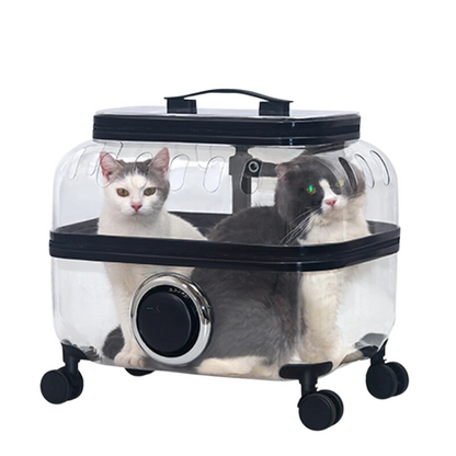 Transparent Cat Backpack Roller Carrier - Durable Pet Accessory