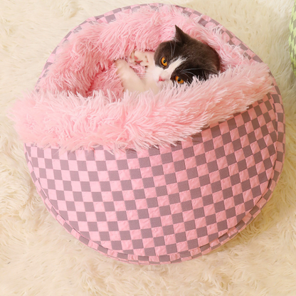Cozy Semi-Enclosed Cat Bed for Winter Warmth & Comfort