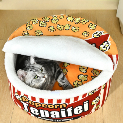 Cozy Covered Cat Bed - Warm & Snug Pet Accessory