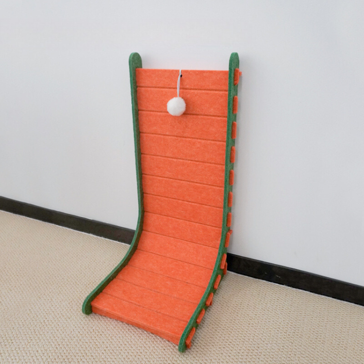 Interactive Wall-Mount Cat Scratching Ramp with Toy