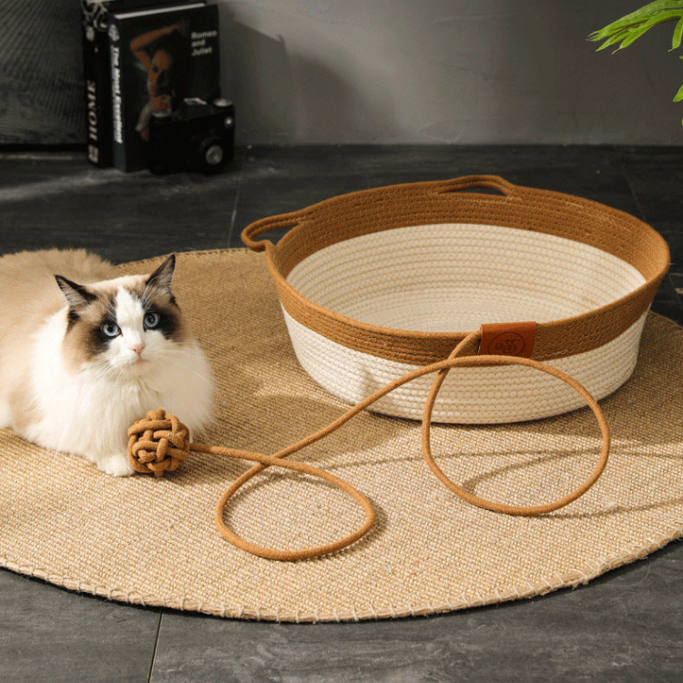 Durable Woven Cat Bed - Cozy Cotton Rope Mat for Comfort