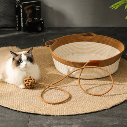 Durable Woven Cat Bed - Cozy Cotton Rope Mat for Comfort