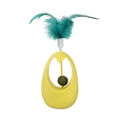 Interactive Cat Toy: Catnip Ball Tumbler with Feathers