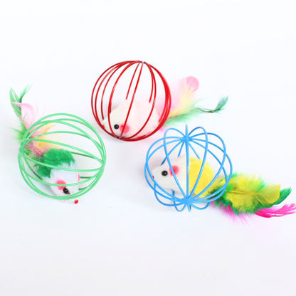 Interactive Cat Toy: Feather Ball for Endless Fun