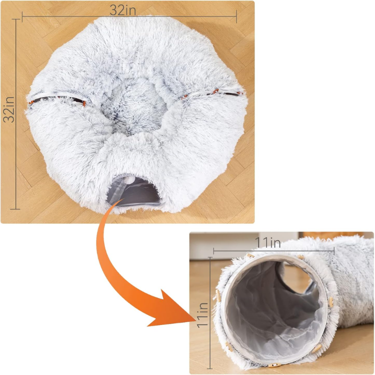 Collapsible Cat Tunnel Bed with Cozy Central Mat - Fun & Interactive!