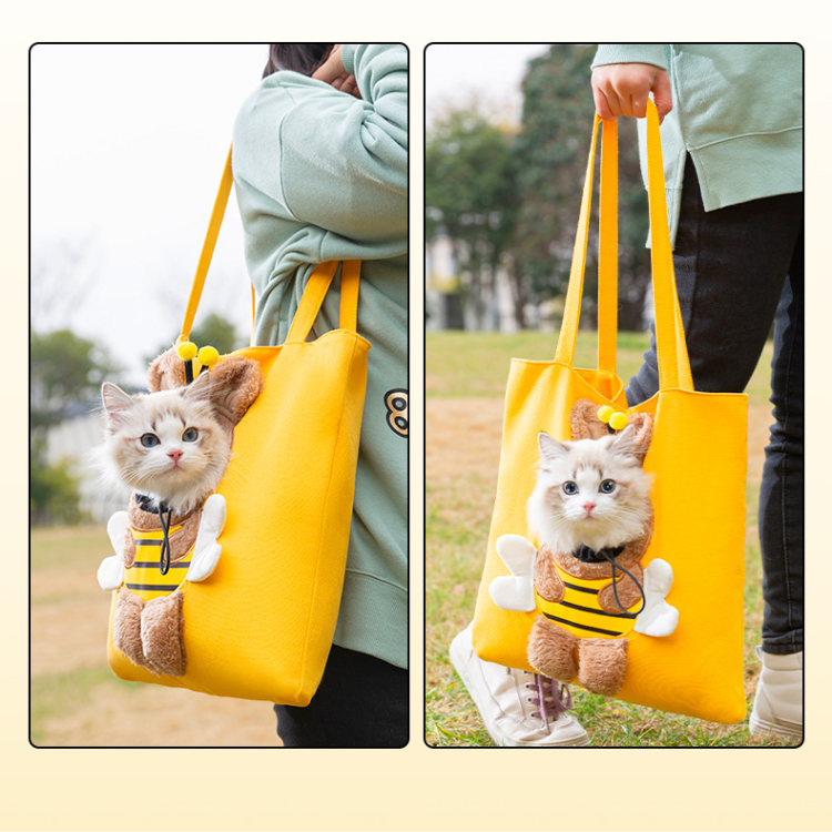 Durable Bees Canvas Cat Carrier Tote for Travel & Adventure