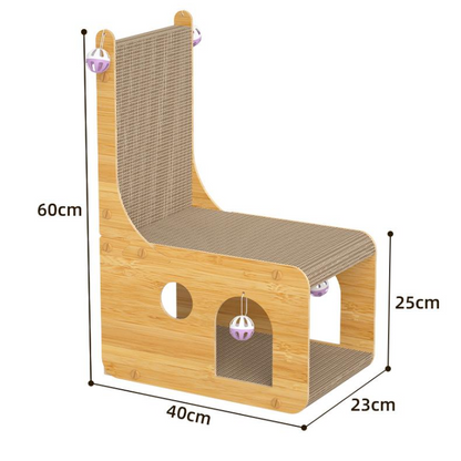 Durable L-Shaped Cat House & Scratching Board for Fun Play
