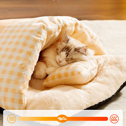 Cozy Plaid Cat Sleeping Bag Bed for Warmth and Comfort