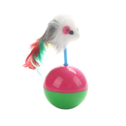 Interactive Cat Toy: Tumbler with Mouse Feather for Fun Play