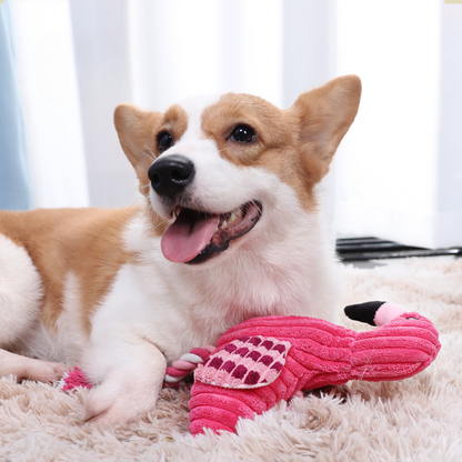 Interactive Squeaker Plush Dog Toy - Fun Flamingo Design