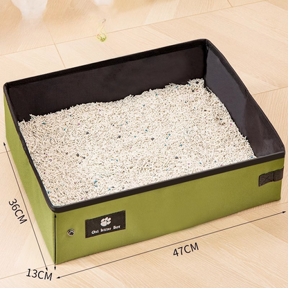 Portable Waterproof Cat Litter Box - Foldable & Travel-Friendly