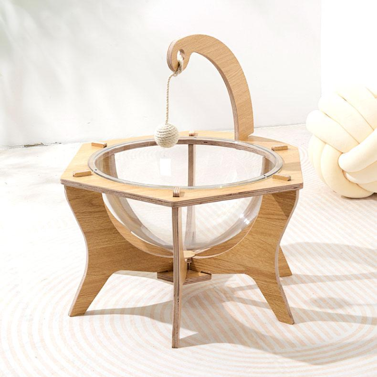 Interactive Transparent Cat Bed with Sisal Ball for Fun Play
