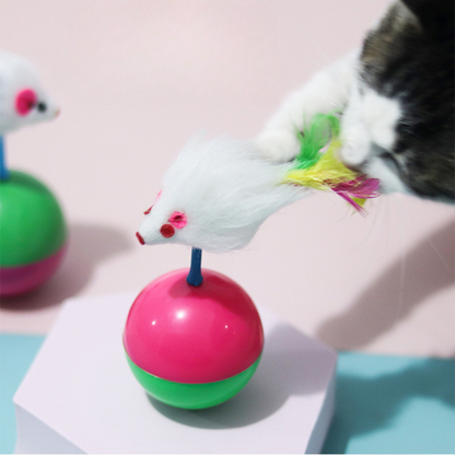 Interactive Cat Toy: Tumbler with Mouse Feather for Fun Play