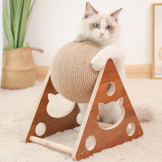 Durable Wooden Cat Scratching Post - Fun Cat Toy