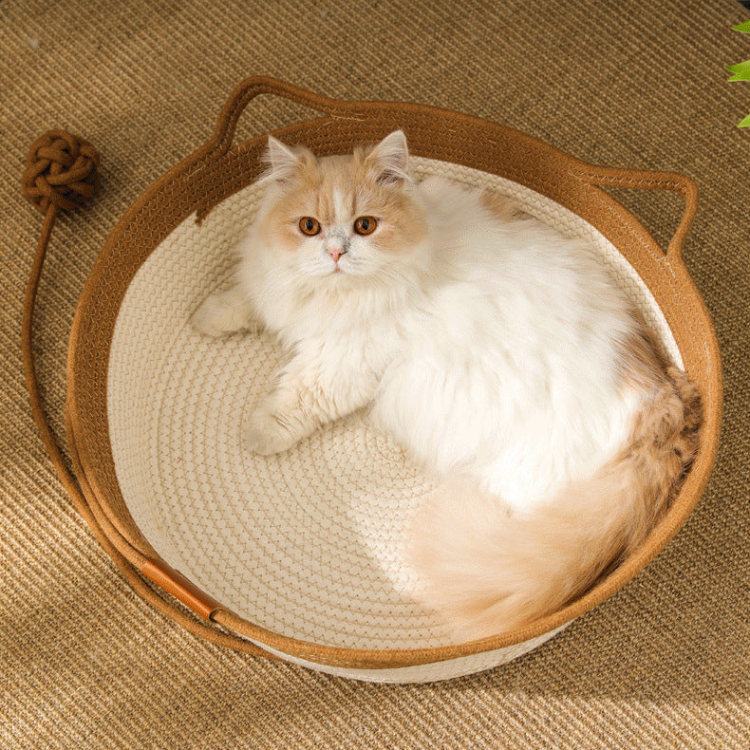 Durable Woven Cat Bed - Cozy Cotton Rope Mat for Comfort