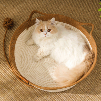 Durable Woven Cat Bed - Cozy Cotton Rope Mat for Comfort