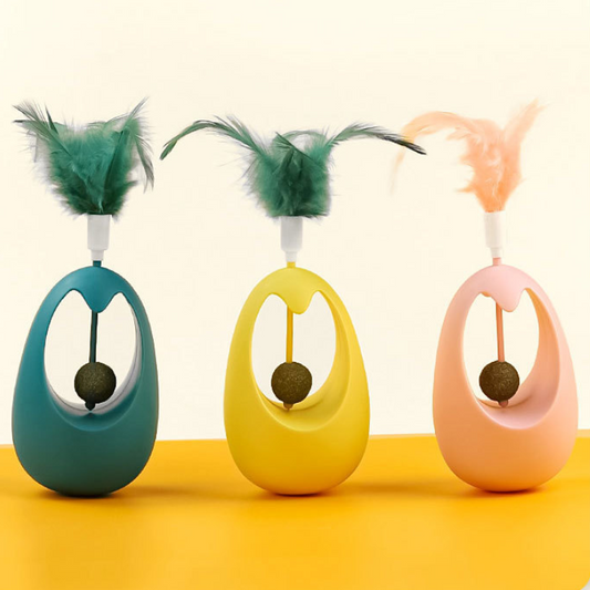 Interactive Cat Toy: Catnip Ball Tumbler with Feathers