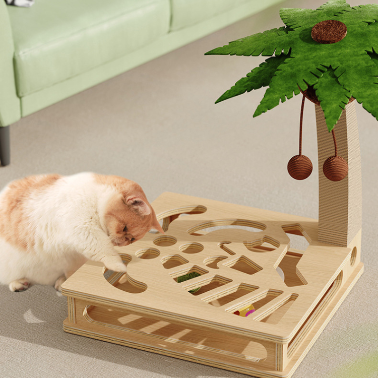 Interactive Cat Toy: Maze Box with Bell Ball & Scratching Posts