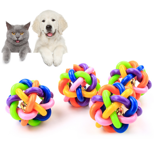 Interactive Rubber Ball Toy with Bell for Cats & Dogs