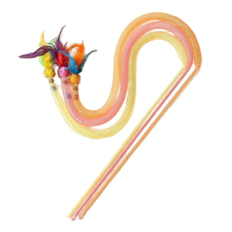 Interactive Cat Toy: Feather Bell Teaser Wand for Fun Play