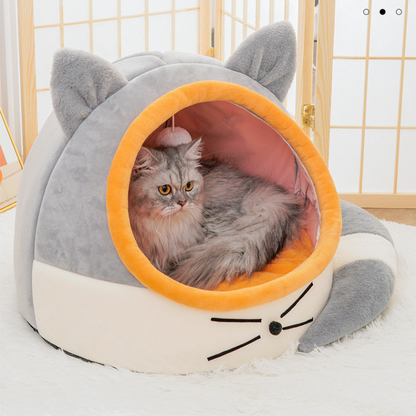 Cozy Enclosed Cat Bed for Warm Winter Comfort