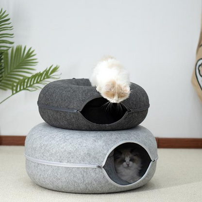 Durable Felt Cat Tunnel Bed - Cozy & Fun Pet Accessory