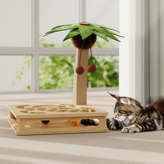 Interactive Cat Toy: Maze Box with Bell Ball & Scratching Posts