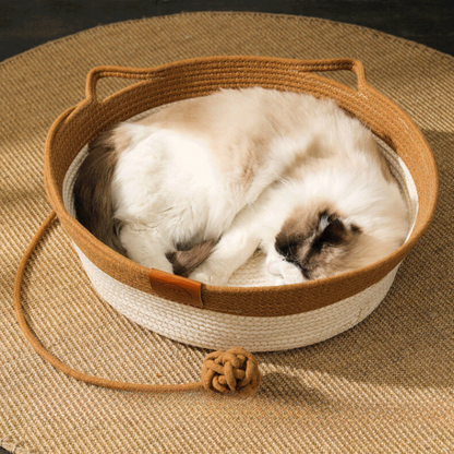 Durable Woven Cat Bed - Cozy Cotton Rope Mat for Comfort