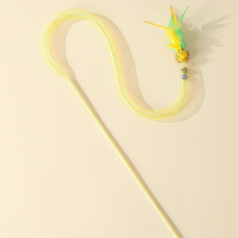 Interactive Cat Toy: Feather Bell Teaser Wand for Fun Play