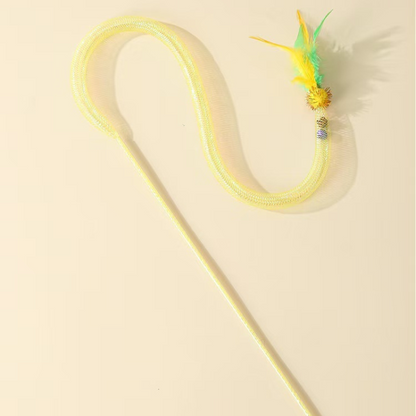Interactive Cat Toy: Feather Bell Teaser Wand for Fun Play