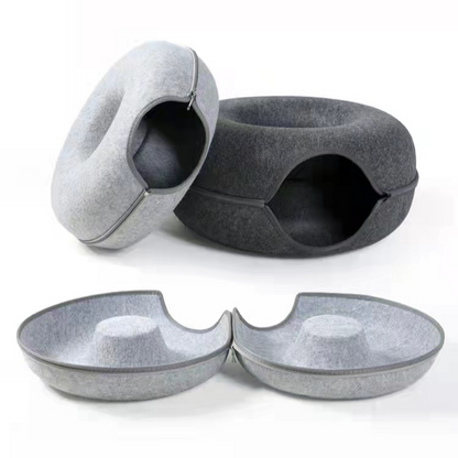 Durable Felt Cat Tunnel Bed - Cozy & Fun Pet Accessory