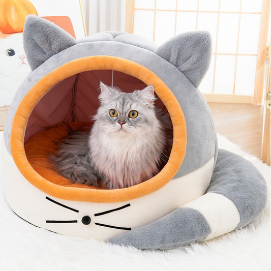 Cozy Enclosed Cat Bed for Warm Winter Comfort