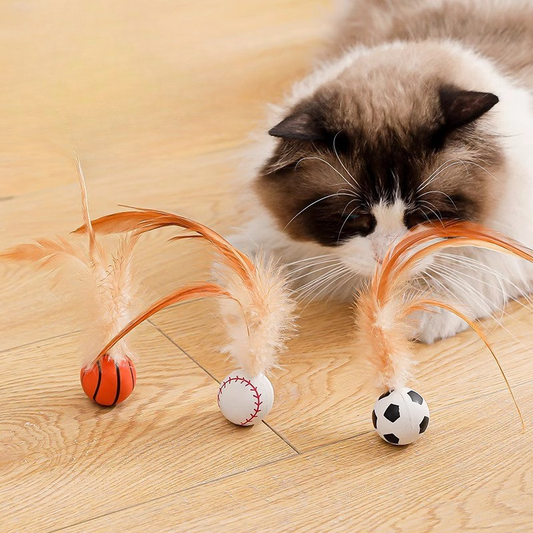 Interactive Cat Toy with Lightweight Feather Balls for Fun Play