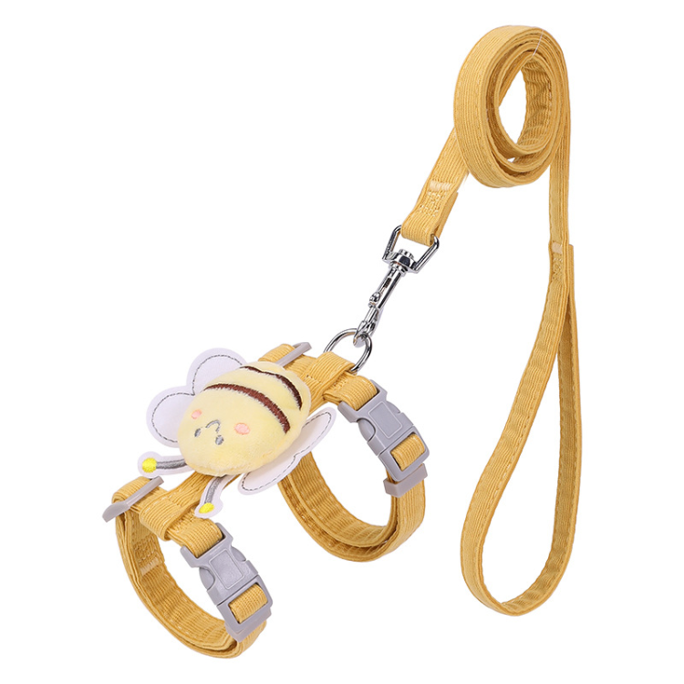 Adjustable Cartoon Bee Cat Harness & Leash Set - Fun & Safe