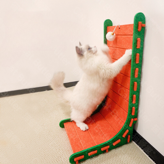 Interactive Wall-Mount Cat Scratching Ramp with Toy