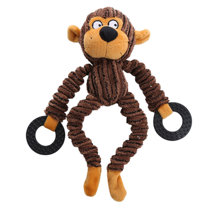 Durable Plush Dog Toy with Squeaky Ring for Interactive Play