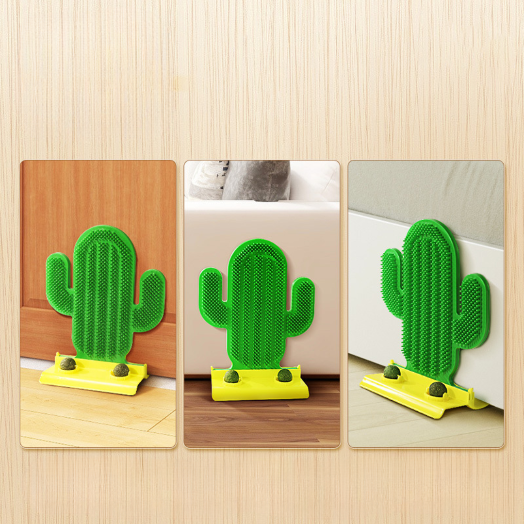 Interactive Cactus Cat Groomer Brush with Catnip