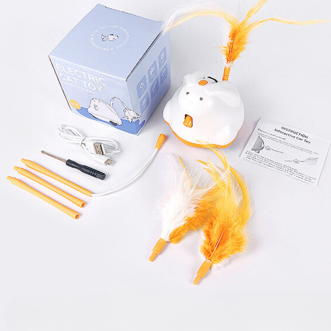 Interactive Cat Toy with Feather Teaser & Laser Light Fun
