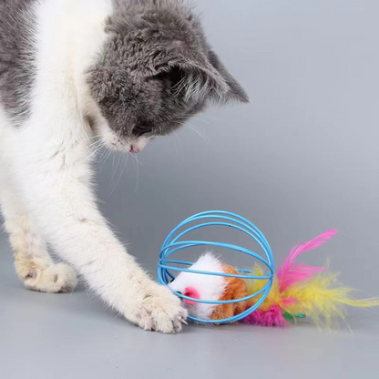Interactive Cat Toy: Feather Ball for Endless Fun