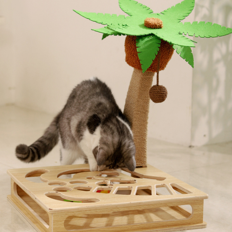 Interactive Cat Toy: Maze Box with Bell Ball & Scratching Posts