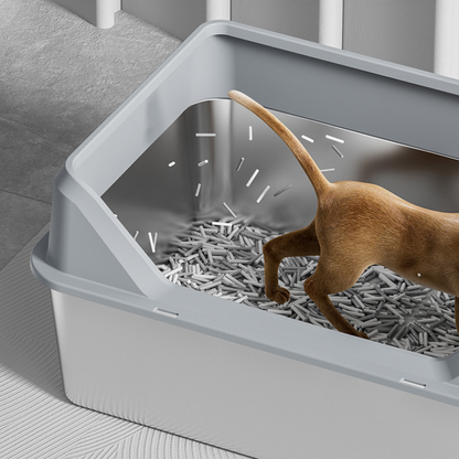 Durable Stainless Steel Cat Litter Box for Easy Cleaning