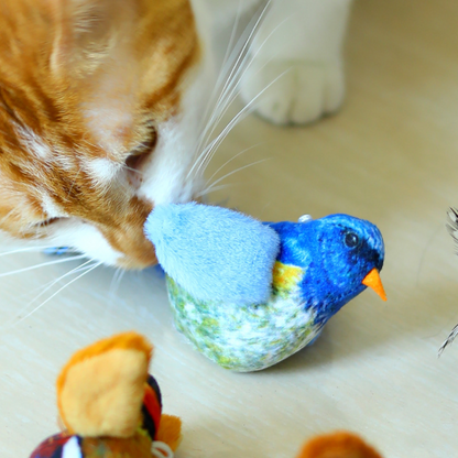 Interactive Cat Toy with Realistic Bird Sounds & Feathers