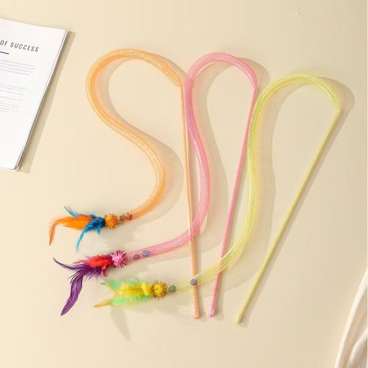 Interactive Cat Toy: Feather Bell Teaser Wand for Fun Play