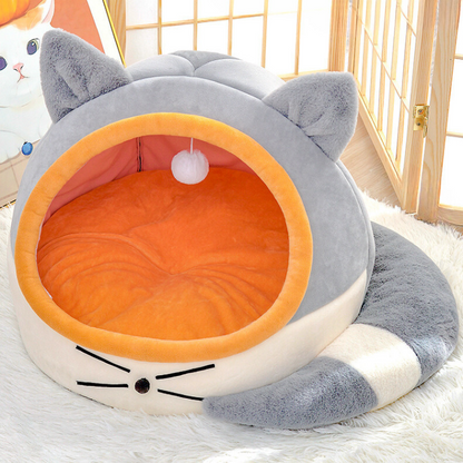Cozy Enclosed Cat Bed for Warm Winter Comfort