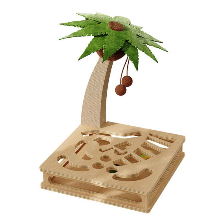 Interactive Cat Toy: Maze Box with Bell Ball & Scratching Posts